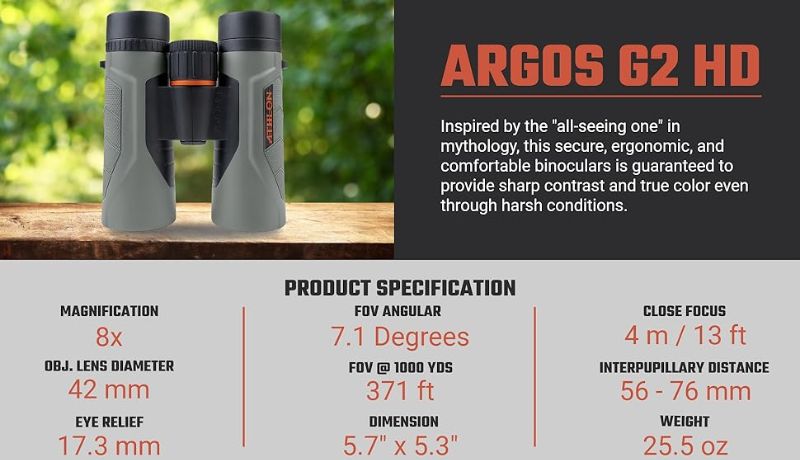 Athlon Optics 8x42 Argos G2 HD Gray Binoculars