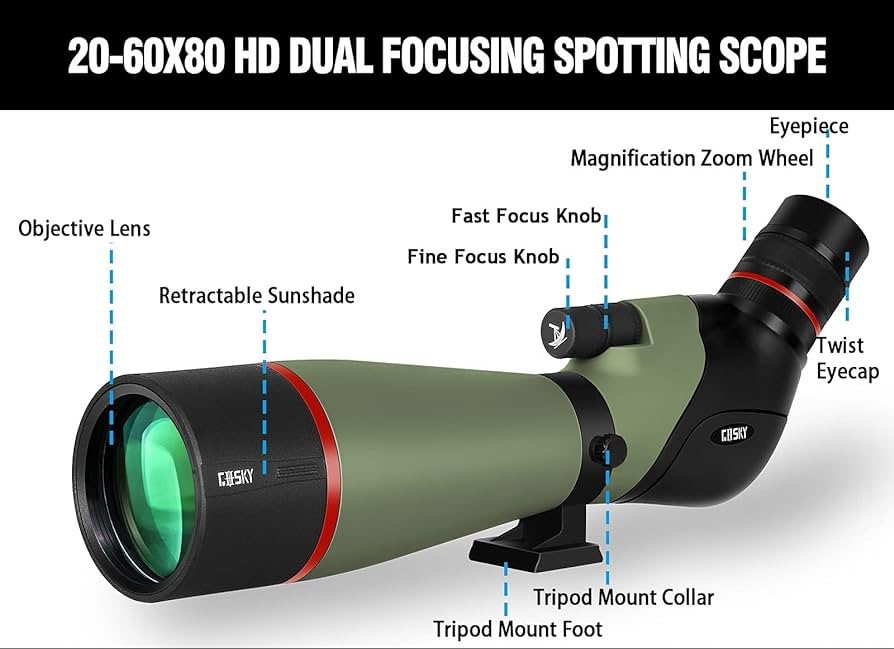 Gosky Newest 20-60x80 Dual Focusing Spotting Scope