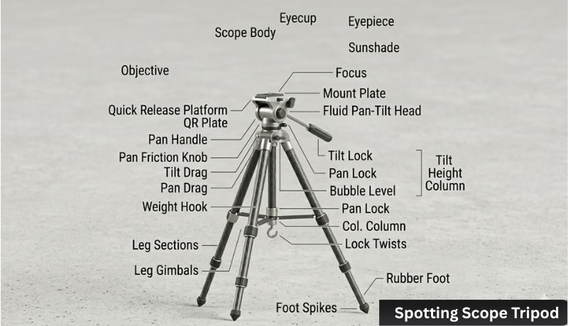Spotting scope Tripods Label label parts of spotting scope tripods